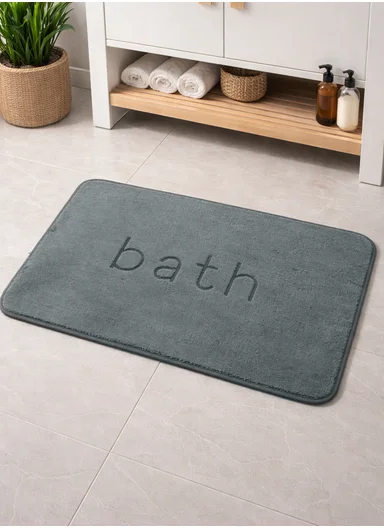 50×80cm Absorbent Bathroom Floor Mat with Non-Slip Backing - Dark Grey