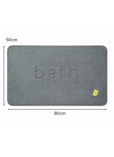 50×80cm Absorbent Bathroom Floor Mat with Non-Slip Backing - Dark Grey