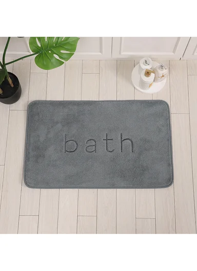 50×80cm Absorbent Bathroom Floor Mat with Non-Slip Backing - Dark Grey