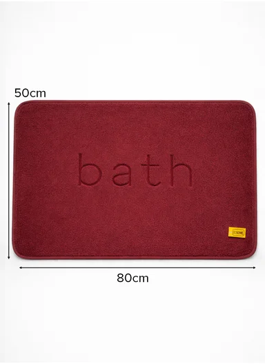 50×80cm Absorbent Bathroom Floor Mat with Non-Slip Backing - Burgendy
