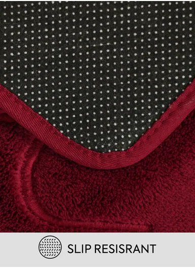 50×80cm Absorbent Bathroom Floor Mat with Non-Slip Backing - Burgendy