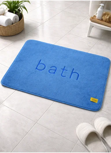 50×80 cm Absorbent Bathroom Floor Mat with Non-Slip Backing - Blue