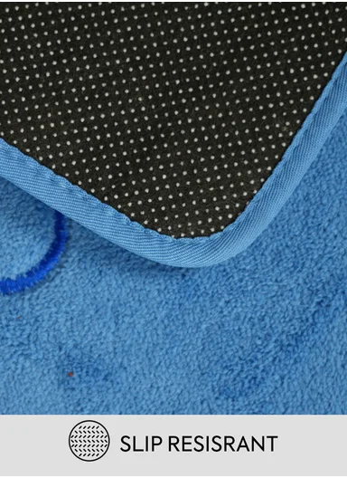 50×80 cm Absorbent Bathroom Floor Mat with Non-Slip Backing - Blue