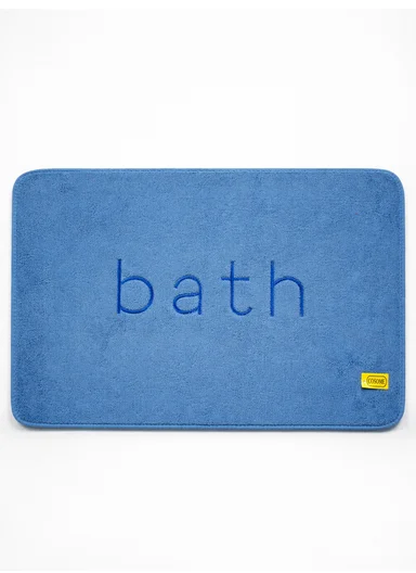 50×80 cm Absorbent Bathroom Floor Mat with Non-Slip Backing - Blue