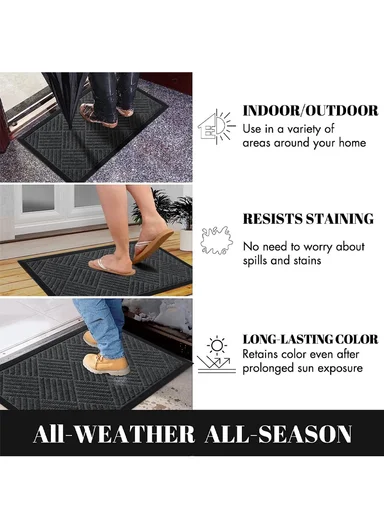 100×150cm Large Rubber Doormat for Indoor &amp; Outdoor Use, Non-Slip Backing, Easy Clean Floor Mat - Grey