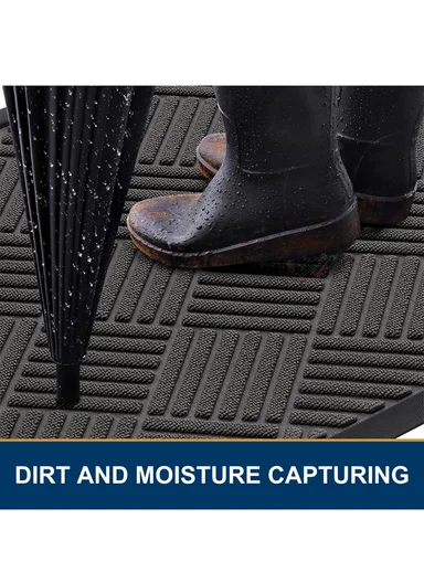 100×150cm Large Rubber Doormat for Indoor &amp; Outdoor Use, Non-Slip Backing, Easy Clean Floor Mat - Grey