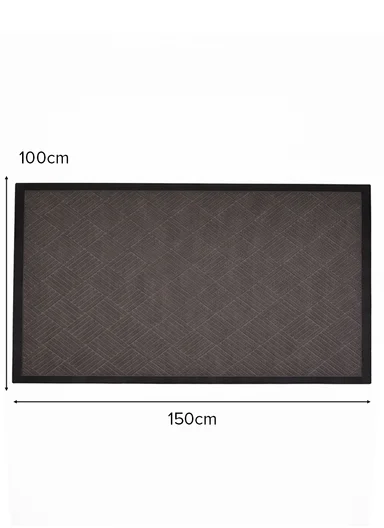100×150cm Large Rubber Doormat for Indoor &amp; Outdoor Use, Non-Slip Backing, Easy Clean Floor Mat - Grey