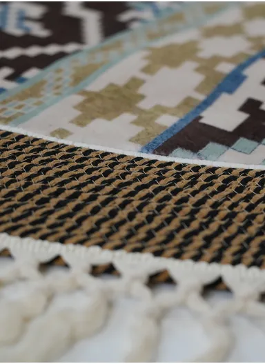 120cm Round Bohemian Cozy Winter Carpet with Fringe