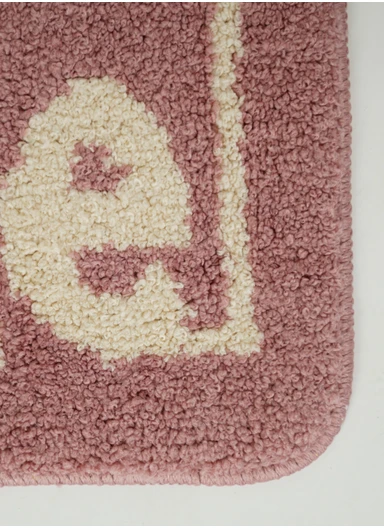 80x50cm Comfort Bath Mat With Home Text Design, Non-Slip &amp; Absorbent - Pink