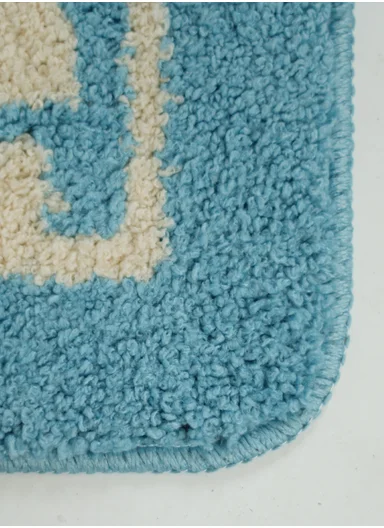 80x50cm Comfort Bath Mat With Home Text Design, Non-Slip &amp; Absorbent - Blue