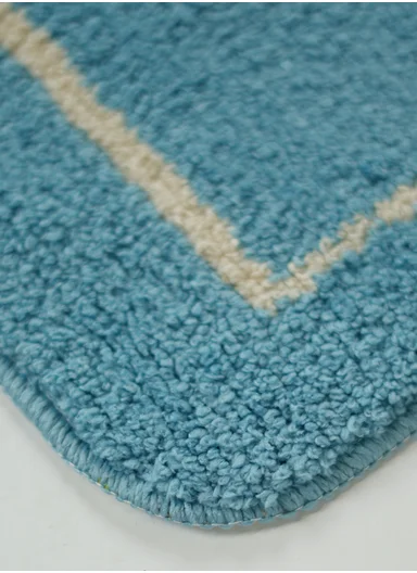 80x50cm Comfort Bath Mat With Home Text Design, Non-Slip &amp; Absorbent - Blue
