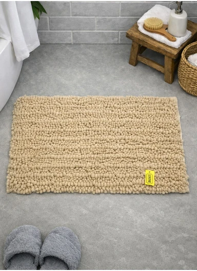 60x40cm Soft Microfiber Bath Mat with Tufted Texture - Beige