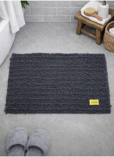 60x40cm Soft Microfiber Bath Mat with Tufted Texture - Grey