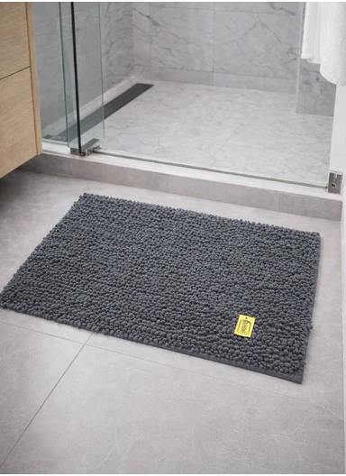 60x40cm Soft Microfiber Bath Mat with Tufted Texture - Grey