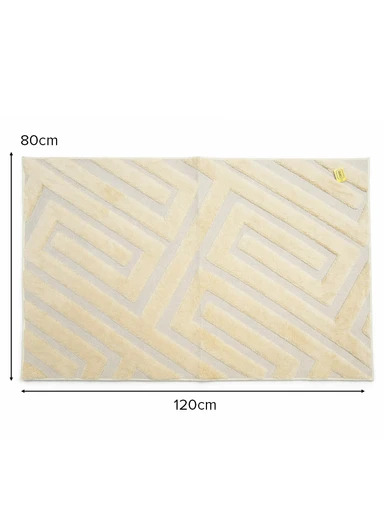 80x120cm Modern Geometric Textured Floor Mat With Anti-Slip Backing - Beige