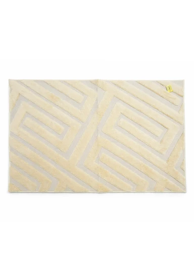 80x120cm Modern Geometric Textured Floor Mat With Anti-Slip Backing - Beige