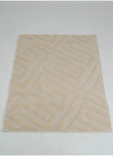 100x150cm Modern Geometric Carpet with Raised Pattern - Beige