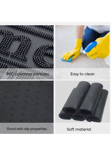 38×58cm Semi-Circle Entrance Doormat With Decorative Pattern - Black