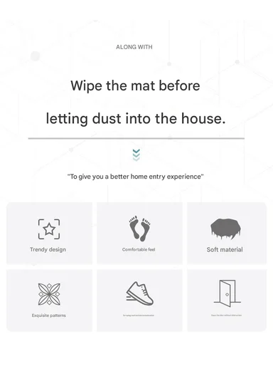 38×58cm Semi-Circle Entrance Doormat With Decorative Pattern - Black