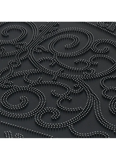 38×58cm Semi-Circle Entrance Doormat With Decorative Pattern - Black