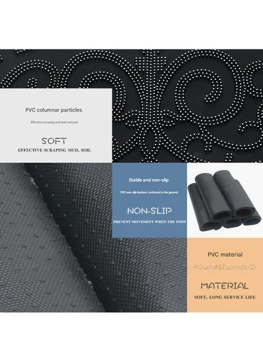 38×58cm Semi-Circle Entrance Doormat With Decorative Pattern - Black