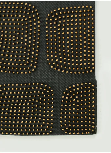 45x75cm Semi-Circle Anti-Slip Entrance Floor Mat With Stone-Pattern Texture - Black