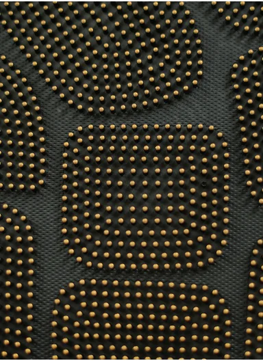 45x75cm Semi-Circle Anti-Slip Entrance Floor Mat With Stone-Pattern Texture - Black