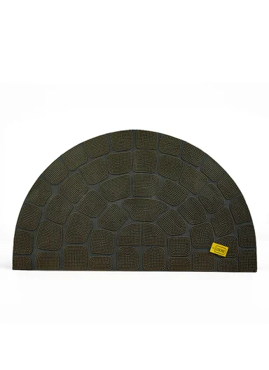 45x75cm Semi-Circle Anti-Slip Entrance Floor Mat With Stone-Pattern Texture - Black