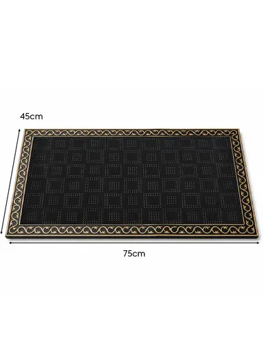 75x45cm Non-Slip Floor Doormat with Decorative Border - Brown