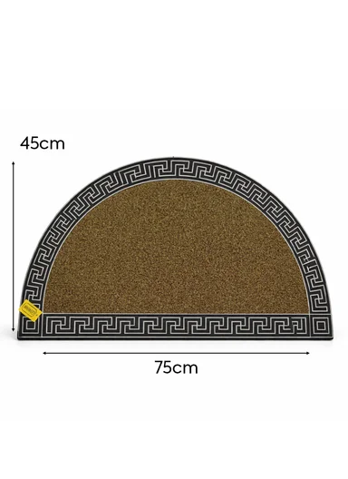 45x75cm Semi-Circle Eco-coir Door Mat With Anti-Slip Backing - Black