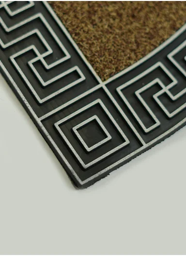 45x75cm Semi-Circle Eco-coir Door Mat With Anti-Slip Backing - Black