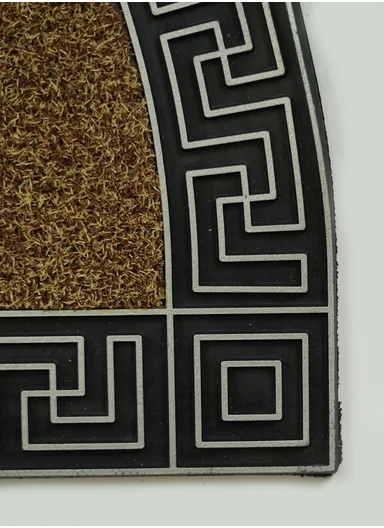 45x75cm Semi-Circle Eco-coir Door Mat With Anti-Slip Backing - Black