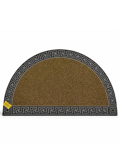45x75cm Semi-Circle Eco-coir Door Mat With Anti-Slip Backing - Black