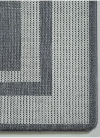 12mm 2-Pieces Textured Stripe Design Anti-Slip Kitchen Floor Mat Set - Dark Grey