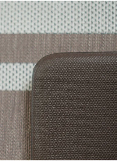 12mm 2-Pieces Textured Stripe Design Anti-Slip Kitchen Floor Mat Set - Brown