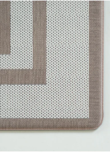 12mm 2-Pieces Textured Stripe Design Anti-Slip Kitchen Floor Mat Set - Brown