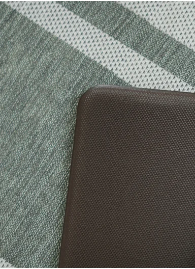 9mm 2-Pieces Textured Stripe Design Anti-Slip Kitchen Floor Mat Set - Green