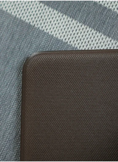 9mm 2-Pieces Textured Stripe Design Anti-Slip Kitchen Floor Mat Set - Dark Grey