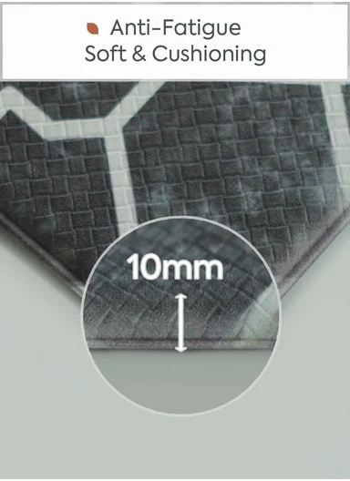 2-Pieces Moroccan Trellis Design Anti-Slip Kitchen Mat Set - Grey