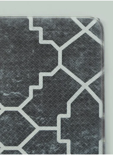 2-Pieces Moroccan Trellis Design Anti-Slip Kitchen Mat Set - Grey