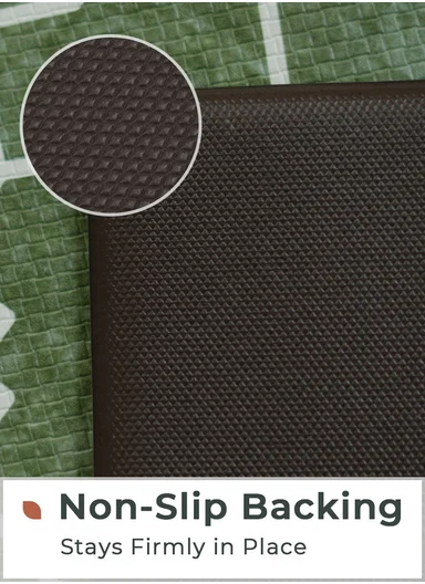 2-Pieces Moroccan Trellis Design Anti-Slip Kitchen Mat Set - Green