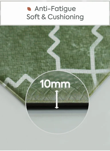 2-Pieces Moroccan Trellis Design Anti-Slip Kitchen Mat Set - Green