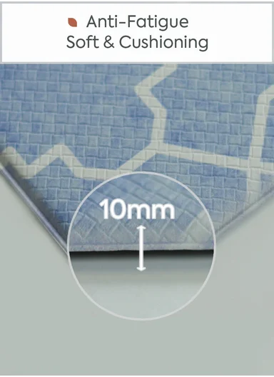 2-Pieces Moroccan Trellis Design Anti-Slip Kitchen Mat Set - Blue