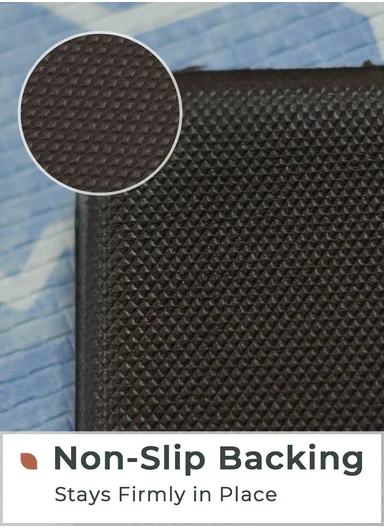 2-Pieces Moroccan Trellis Design Anti-Slip Kitchen Mat Set - Blue