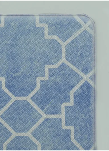 2-Pieces Moroccan Trellis Design Anti-Slip Kitchen Mat Set - Blue