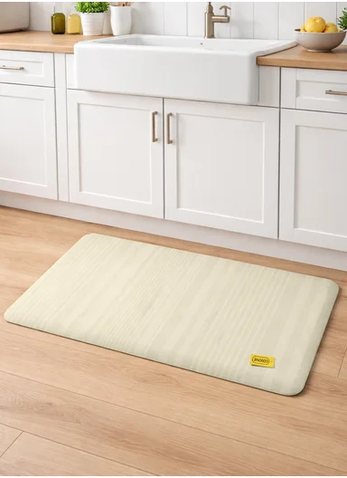 44x71cm Anti-Fatigue Kitchen Floor Mat with Modern Leaves Design – Light Green