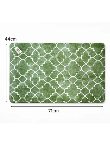 44x71cm Anti-Fatigue Kitchen Floor Mat with Modern Geometric Design – Green