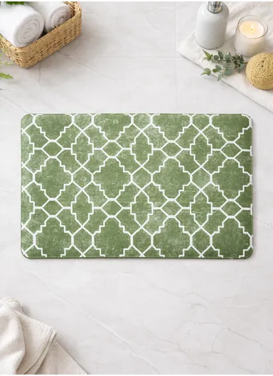 44x71cm Anti-Fatigue Kitchen Floor Mat with Modern Geometric Design – Green