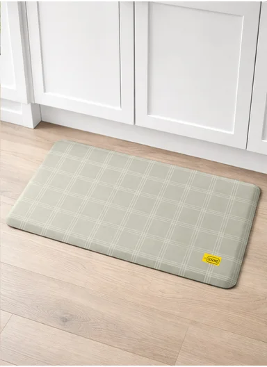 44x71cm Anti-Fatigue Kitchen Floor Mat with Modern Square Design – Light Green