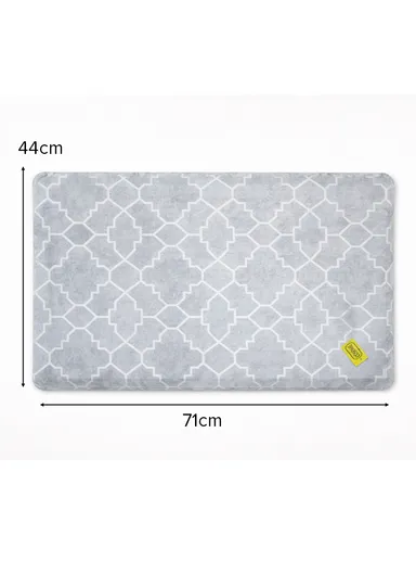 44x71cm Anti-Fatigue Kitchen Floor Mat with Modern Geometric Design – Pale Blue
